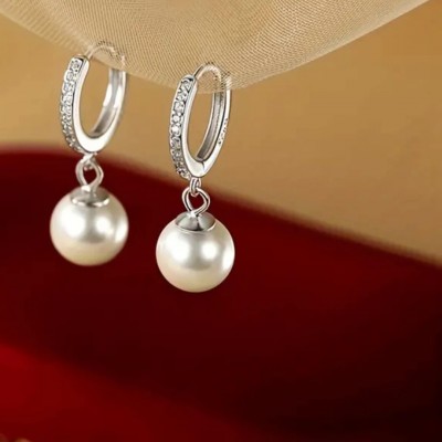 Şık ve Minimalist Gümüş 12 mm İnci Küpe – Kararma Yapmaz, Zirkon Detaylı Çelik Küpe