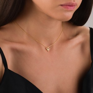 Minimal Tasarım Yusufcuk Figürlü Kolye, Zirkon Taşlı, Kararmaz Antialerjik Takı-Gold Renk