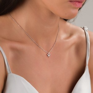 Minimal Tasarım Yusufcuk Figürlü Kolye, Zirkon Taşlı, Kararmaz Antialerjik Takı-Gümüş Renk