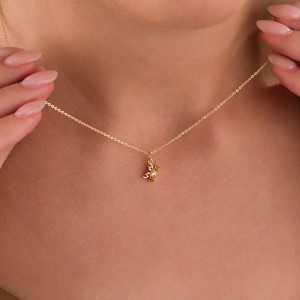 Minimal Yengeç Figürlü Zirkon Taşlı Altın Kaplama Kadın Kolye