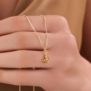 Minimal Yengeç Figürlü Zirkon Taşlı Altın Kaplama Kadın Kolye