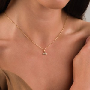 Zirkon Taşlı Denizkızı Kuyruğu Kolye, Altın Kaplama Zarif Kadın Kolye