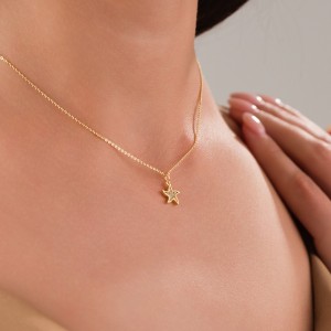 Minimalist Tasarım Zirkon Taşlı Deniz Yıldızı Altın Kaplama Kolye, Kararmaz, Şık ve Zarif Tasarım