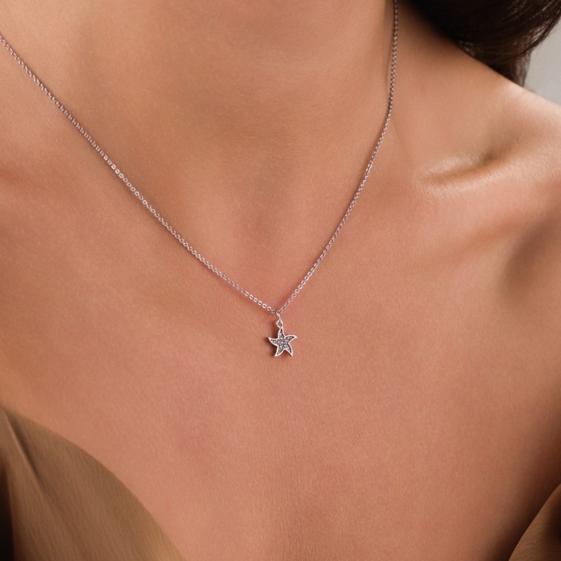 Minimalist Tasarım Zirkon Taşlı Deniz Yıldızı Gümüş Kaplama Kolye, Kararmaz, Şık ve Zarif Tasarım Minimalist Tasarım Zirkon Taşlı Deniz Yıldızı Gümüş Kaplama Kolye, Kararmaz, Şık ve Zarif Tasarım