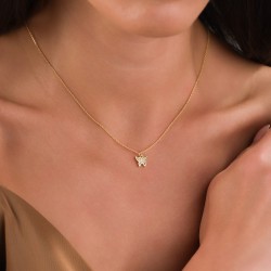 Zarif Kelebek Figürlü Çelik Kolye, Gold Renk Zarif Kelebek Figürlü Çelik Kolye, Gold Renk