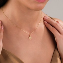 Yılan Figürlü Zirkon Taşlı Kolye, Altın Renk, Güçlü ve Şık Tasarım