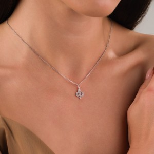 Yılan Figürlü Zirkon Taşlı Kolye, Gümüş Renk, Güçlü ve Şık Tasarım