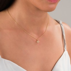 Gezegen Figürlü Zirkon Taşlı Kolye, Altın Renk | Işıltılı ve Modern Tasarım