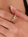 Sade ve Şık Zirkon Taşlı Çelik Yüzük | Gold Renk-19 mm İç Çap