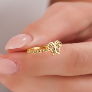 Altın Kaplama Kelebek Figürlü Zirkon Taşlı Kadın Çelik Yüzük - 8 Numara / 19 mm Altın Kaplama Kelebek Figürlü Zirkon Taşlı Kadın Çelik Yüzük - 8 Numara / 19 mm