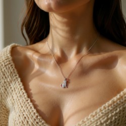 Minimalist Kadın Kolye, Zirkon Taşlı Kedi Figürü, Gümüş Kaplama, Kararmaz ve Antialerjik 