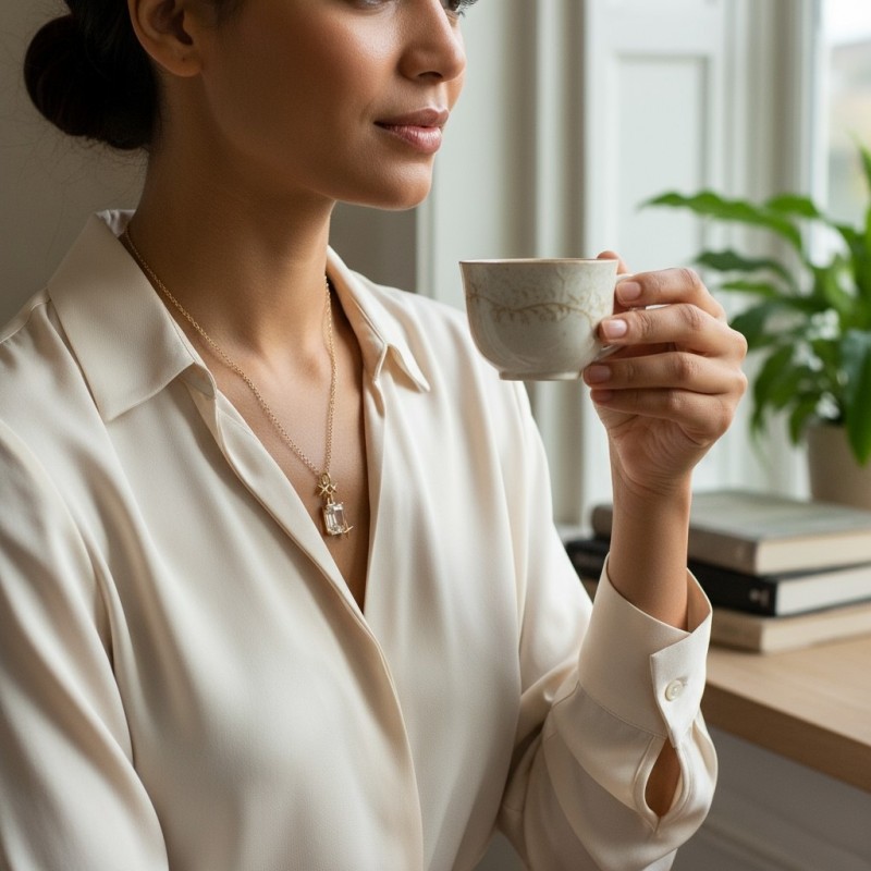 Minimal Kadın Kolye, Gold Zincir Üzerinde Yıldız ve Taş Detay