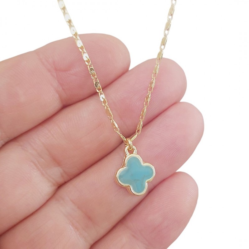 Turkuaz Taşlı Minimal Tasarım Antialerjik Kadın Kolye | Gold Kaplama Turkuaz Taşlı Minimal Tasarım Antialerjik Kadın Kolye | Gold Kaplama