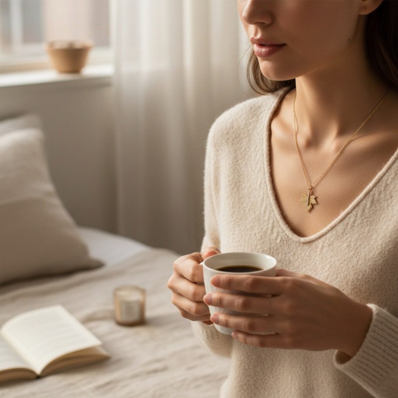 Kadın Gold Kararmaz Çelik Kolye - Zirkon Taşlı Çınar Yaprağı Model Zincir Kolye Kadın Gold Kararmaz Çelik Kolye - Zirkon Taşlı Çınar Yaprağı Model Zincir Kolye