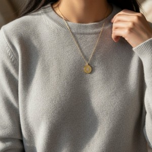Gold Çelik Kutup Yıldızı Kolye - Sevgiliye Anlamlı Hediye Zirkon Taşlı Kolye