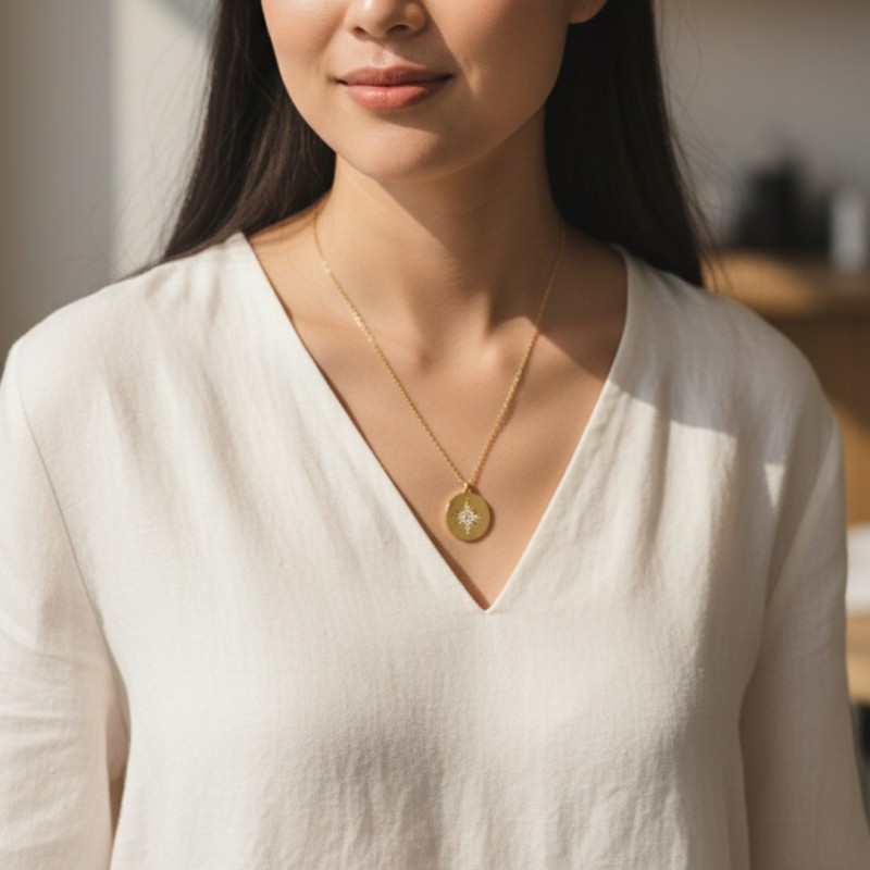 Gold Çelik Kutup Yıldızı Kolye - Sevgiliye Anlamlı Hediye Zirkon Taşlı Kolye Gold Çelik Kutup Yıldızı Kolye - Sevgiliye Anlamlı Hediye Zirkon Taşlı Kolye