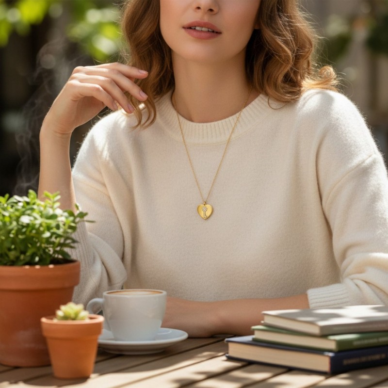 Kadın Gold Çelik Kalp İçinde Anahtar Kolye - Sevgiliye Anlamlı Hediye Zirkon Taşlı Kolye Kadın Gold Çelik Kalp İçinde Anahtar Kolye - Sevgiliye Anlamlı Hediye Zirkon Taşlı Kolye