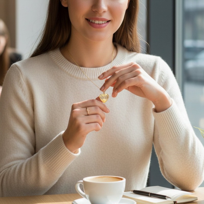 Kadın Gold Çelik Kolye - Sevgiliye Hediye Zirkon Taşlı Kalp ve Sonsuzluk Kolye Kadın Gold Çelik Kolye - Sevgiliye Hediye Zirkon Taşlı Kalp ve Sonsuzluk Kolye