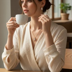 Baget Kesim Zirkon Taşlı Kolye Küpe Seti Gold Renk - Özel Hediye Kutulu