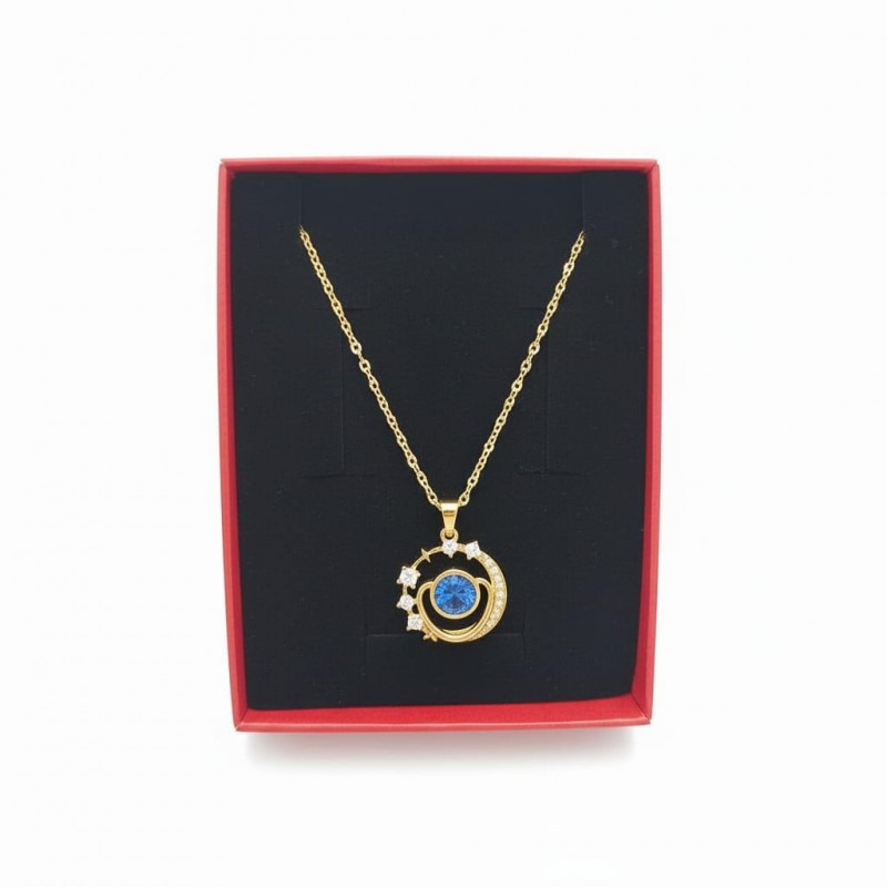 Mavi Kristal Taşlı Galaksi Tasarım Kolye - Zirkon Yıldız Detaylı 316l-celik-galaksi-gezegen-tasarim-mavi-tasli-kolye