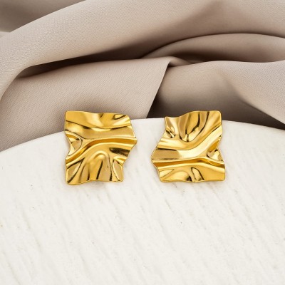 Vintage Görünümlü Geometrik Küpe - Büyük Boy Statement Gold Küpe