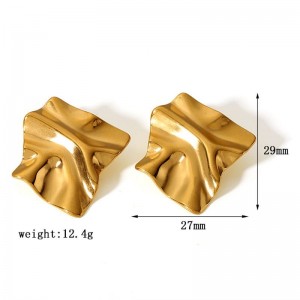 Vintage Görünümlü Geometrik Küpe - Büyük Boy Statement Gold Küpe