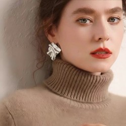 Vintage Görünümlü Geometrik Küpe - Büyük Boy Statement Gümüş Küpe