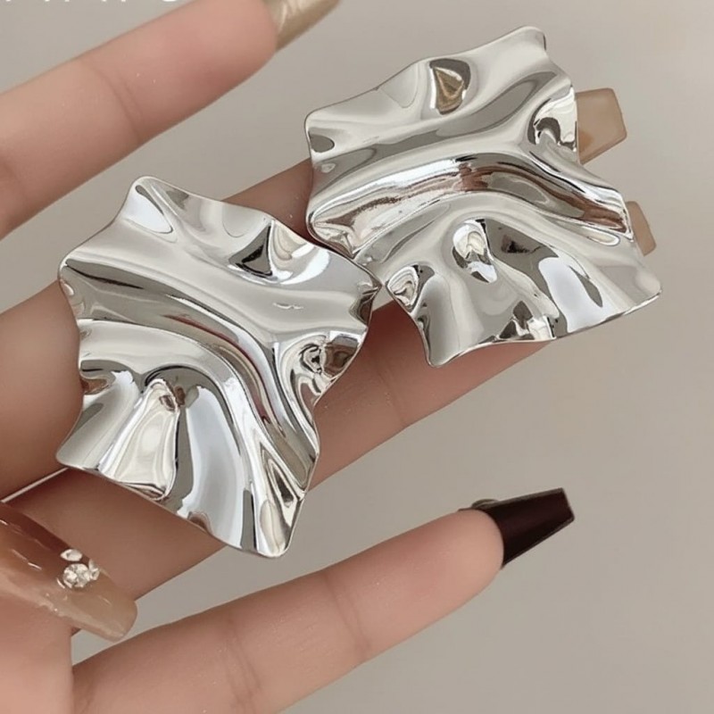 Vintage Görünümlü Geometrik Küpe - Büyük Boy Statement Gümüş Küpe