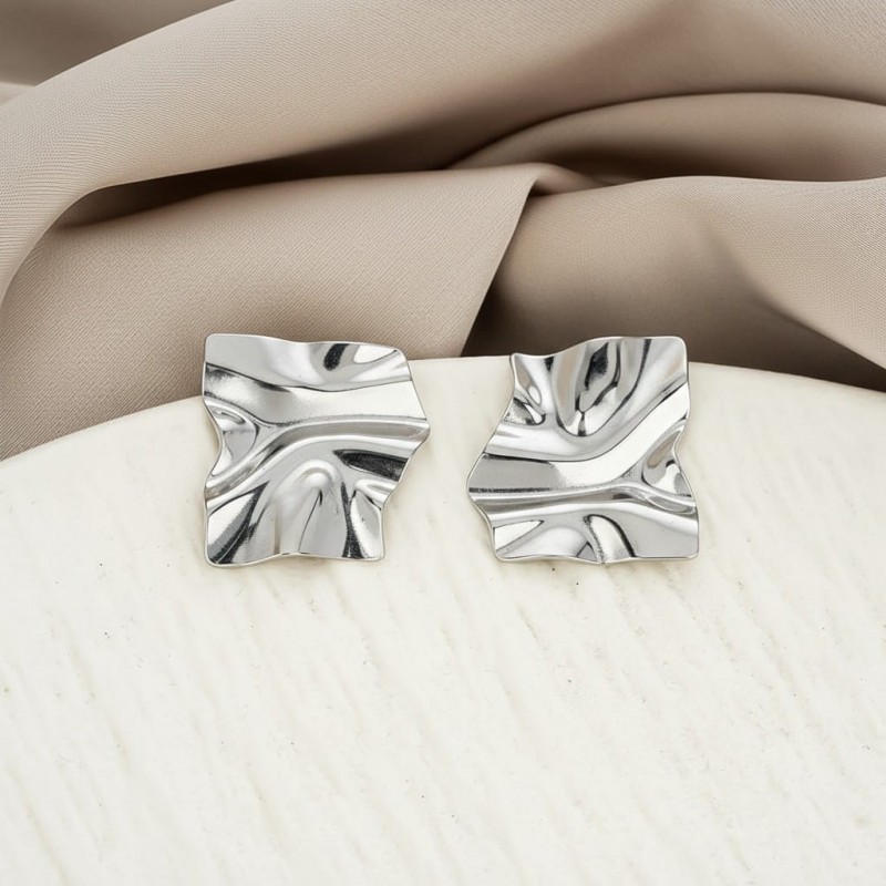 Vintage Görünümlü Geometrik Küpe - Büyük Boy Statement Gümüş Küpe