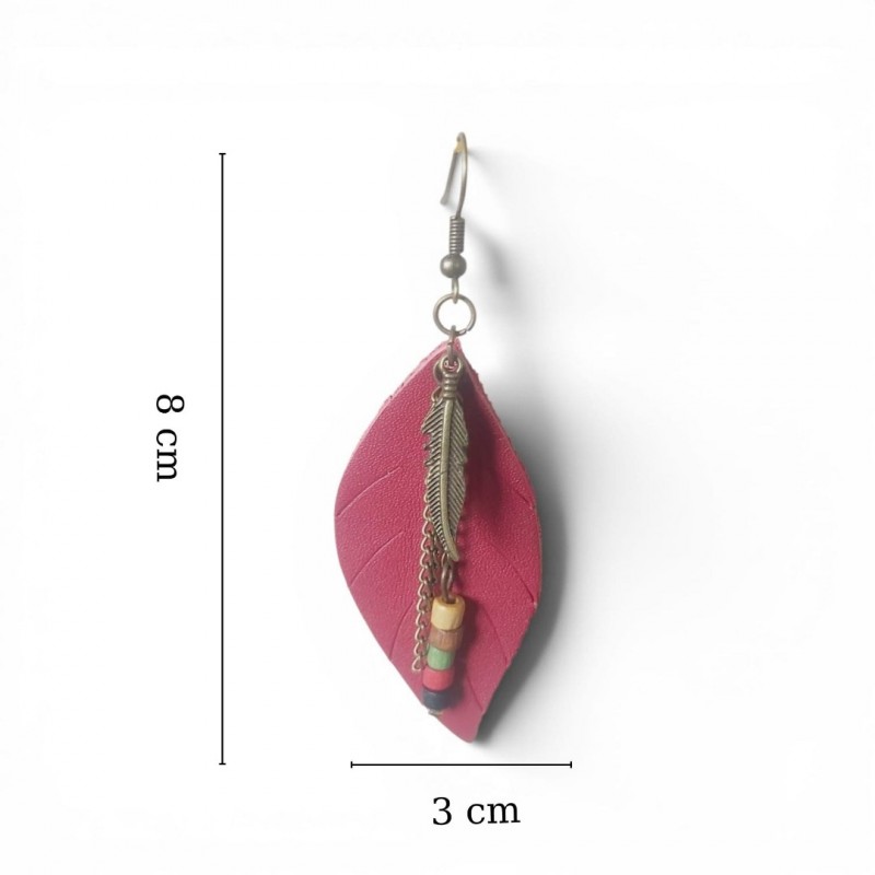 Bordo Hakiki Deri Yaprak Formlu Etnik Küpe - Antik Sarı Kararmaz Alerji Yapmaz Bohem Takı Bordo Hakiki Deri Yaprak Formlu Etnik Küpe - Antik Sarı Kararmaz Alerji Yapmaz Bohem Takı