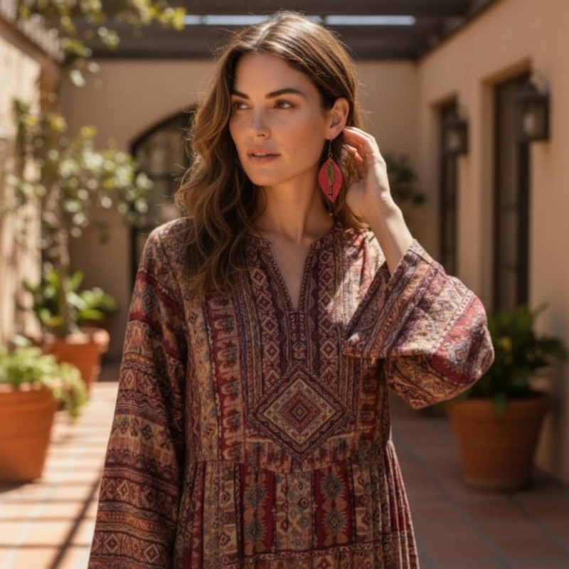 Bordo Hakiki Deri Yaprak Formlu Etnik Küpe - Antik Sarı Kararmaz Alerji Yapmaz Bohem Takı Bordo Hakiki Deri Yaprak Formlu Etnik Küpe - Antik Sarı Kararmaz Alerji Yapmaz Bohem Takı