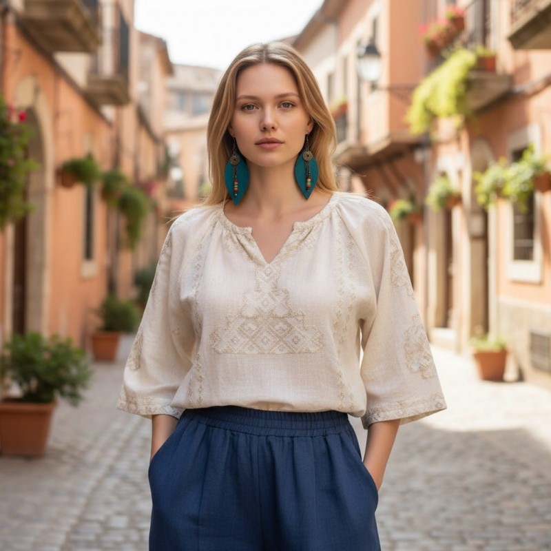 Petrol Yeşili Hakiki Deri Yaprak Formlu Etnik Küpe - Antik Sarı Kararmaz Alerji Yapmaz Bohem Takı Petrol Yeşili Hakiki Deri Yaprak Formlu Etnik Küpe - Antik Sarı Kararmaz Alerji Yapmaz Bohem Takı