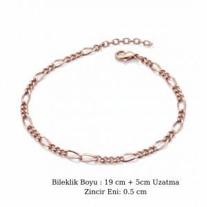 Nazar Boncuklu Rose Renk Zincir Bileklik - Minimalist Zarif Tasarım Nazar Boncuklu Rose Renk Zincir Bileklik - Minimalist Zarif Tasarım