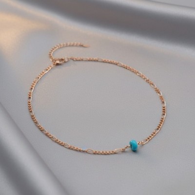 El Yapımı Nazar Boncuklu Kolye - Rose Gold Çelik Zincir Şans Kolyesi
