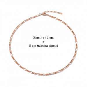 El Yapımı Nazar Boncuklu Kolye - Rose Gold Çelik Zincir Şans Kolyesi