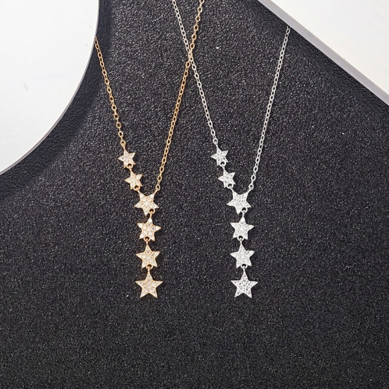 Gümüş Renk Çelik Yıldız Kadın Kolye - Zirkon Taşlı Minimalist Tasarım