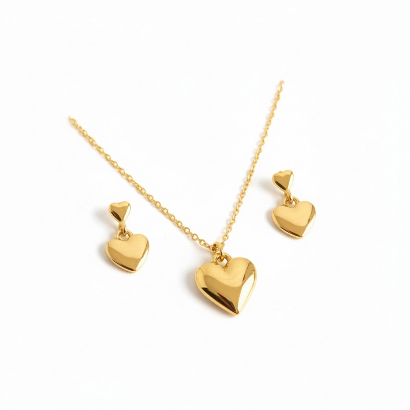 Özel Hediye Kutulu Minimal Kalp Kolye Küpe Seti Altın Kaplama Özel Hediye Kutulu Minimal Kalp Kolye Küpe Seti Altın Kaplama