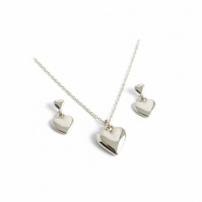 Özel Hediye Kutulu Minimal Kalp Kolye Küpe Seti Gümüş Kaplama
