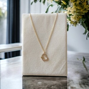 Zirkon Taşlı Kalp ve Kelebek Çelik Kolye - Gold Renk - Şık ve Zarif Tasarım