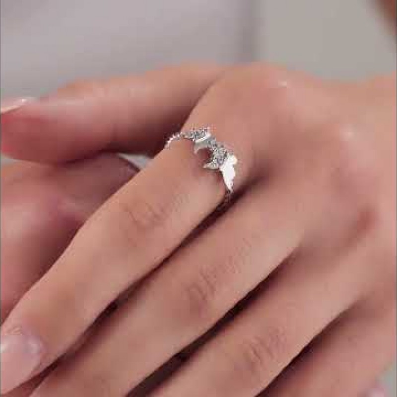 Kelebek Figürlü Zirkon Taşlı Kadın Çelik Yüzük,Gümüş Kaplama - 18 Numara / 19 mm Kelebek Figürlü Zirkon Taşlı Kadın Çelik Yüzük,Gümüş Kaplama - 18 Numara / 19 mm
