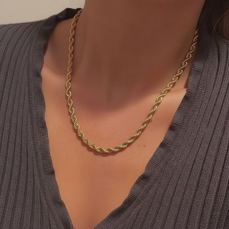 3mm Unisex Burgu Halat Zincir Kolye Gold Kaplama 60 cm 3mm Unisex Burgu Halat Zincir Kolye Gold Kaplama 60 cm