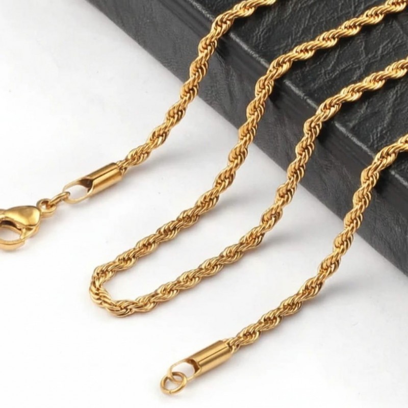 3mm Unisex Burgu Halat Zincir Kolye Gold Kaplama 60 cm 3mm Unisex Burgu Halat Zincir Kolye Gold Kaplama 60 cm