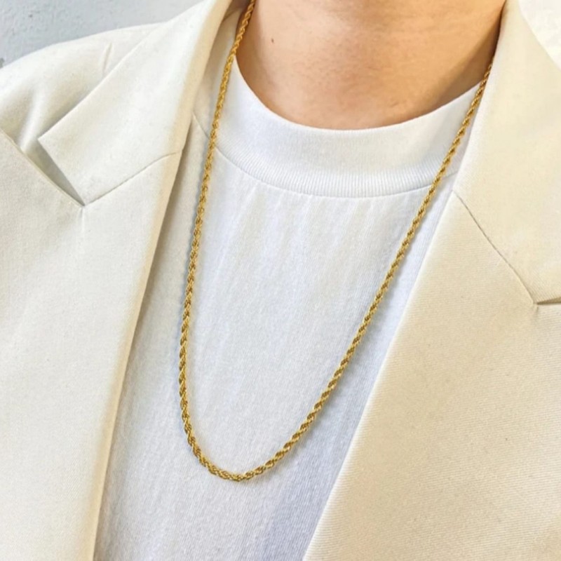 3mm Unisex Burgu Halat Zincir Kolye Gold Kaplama 60 cm 3mm Unisex Burgu Halat Zincir Kolye Gold Kaplama 60 cm