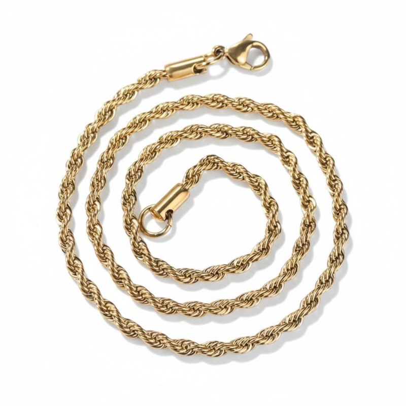 3mm Unisex Burgu Halat Zincir Kolye Gold Kaplama 60 cm 3mm Unisex Burgu Halat Zincir Kolye Gold Kaplama 60 cm