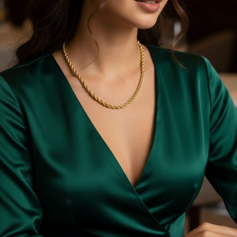 3mm Unisex Burgu Halat Zincir Kolye Gold Kaplama 60 cm 3mm Unisex Burgu Halat Zincir Kolye Gold Kaplama 60 cm