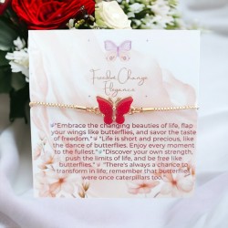 Bordo Kelebek Figürlü Bayan Asansörlü Bileklik - Şık ve Ayarlanabilir Tasarım