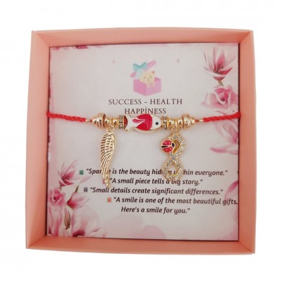 Ayarlanabilir Kordonlu Kararmaz Altın Kaplama Bayan Bileklik - Balık, Sonsuzluk ve Yaprak Charm Detaylı Moda Bileklik - Kırmızı Kordon  Ayarlanabilir Kordonlu Kararmaz Altın Kaplama Bayan Bileklik - Balık, Sonsuzluk ve Yaprak Charm Detaylı Moda Bileklik - Kırmızı Kordon