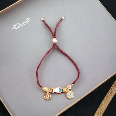 Ayarlanabilir İpli Kararmaz Altın Kaplama Bayan Bileklik - Balık, Nazar Charm Detaylı Moda Bilekli Ayarlanabilir İpli Kararmaz Altın Kaplama Bayan Bileklik - Balık, Nazar Charm Detaylı Moda Bilekli