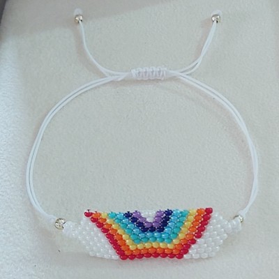 Nazar Boncuk Desenli El Yapımı Miyuki Bayan Bileklik - Şık ve Renkli - Beyaz Renk