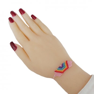 Kadınlar İçin Miyuki Boncuk Bileklik - Şık ve Renkli El Yapımı Takı - Pembe Renk